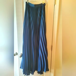 Navy blue pleated maxi skirt